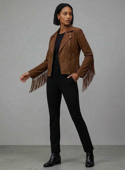 Fringe Leather Jacket #1008
