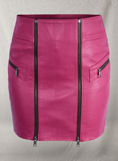 Front Zipper Leather Mini Skirt - # 143 - LeatherCult