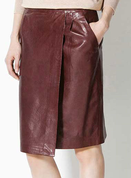 Front Panelled Leather Skirt - # 170 - LeatherCult
