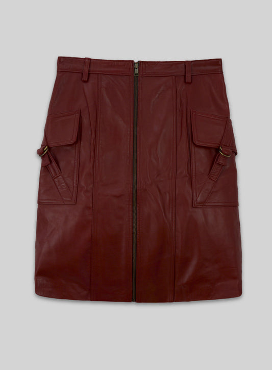 Front Pocket Leather Skirt - # 147 XL Regular