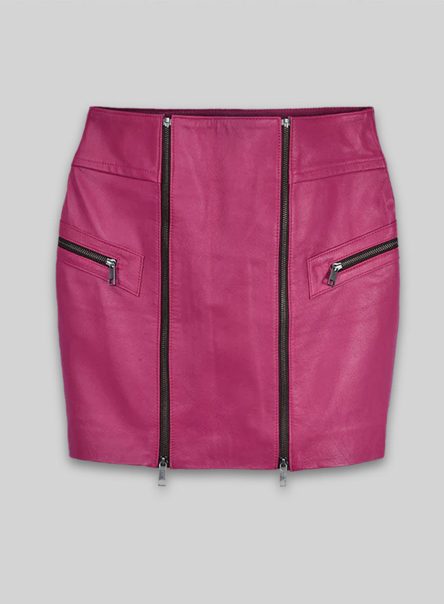 Front Zipper Leather Mini Skirt - # 143