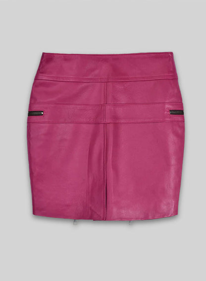 Front Zipper Leather Mini Skirt - # 143