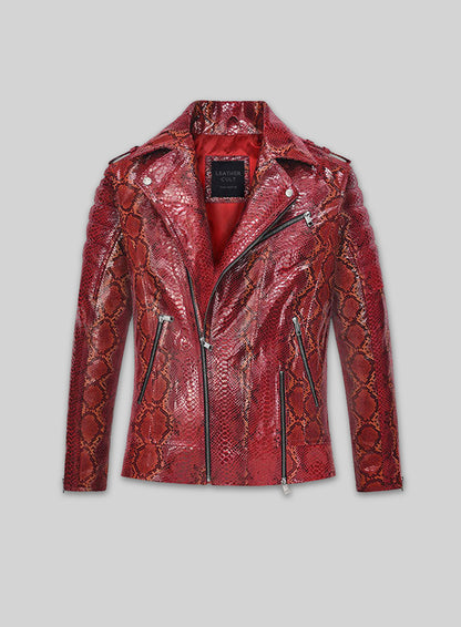 Gallant Bold Red Python Leather Jacket