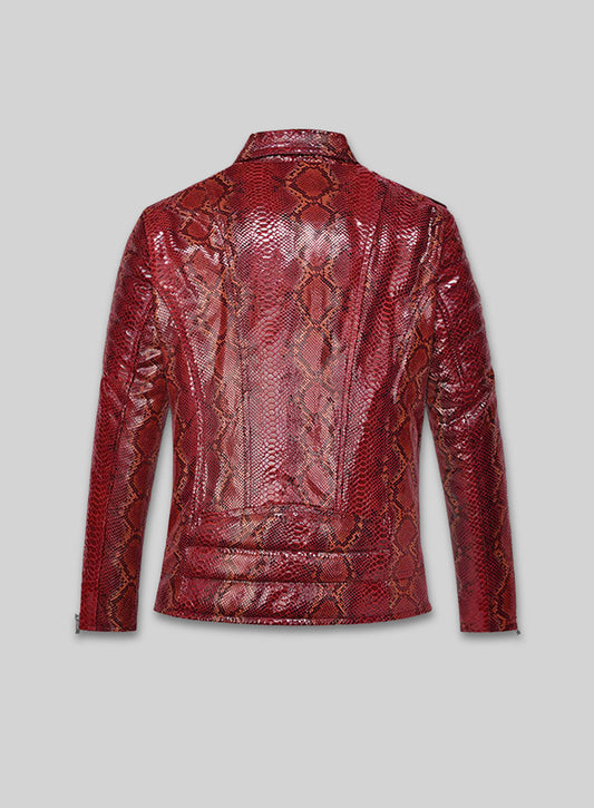 Gallant Bold Red Python Leather Jacket