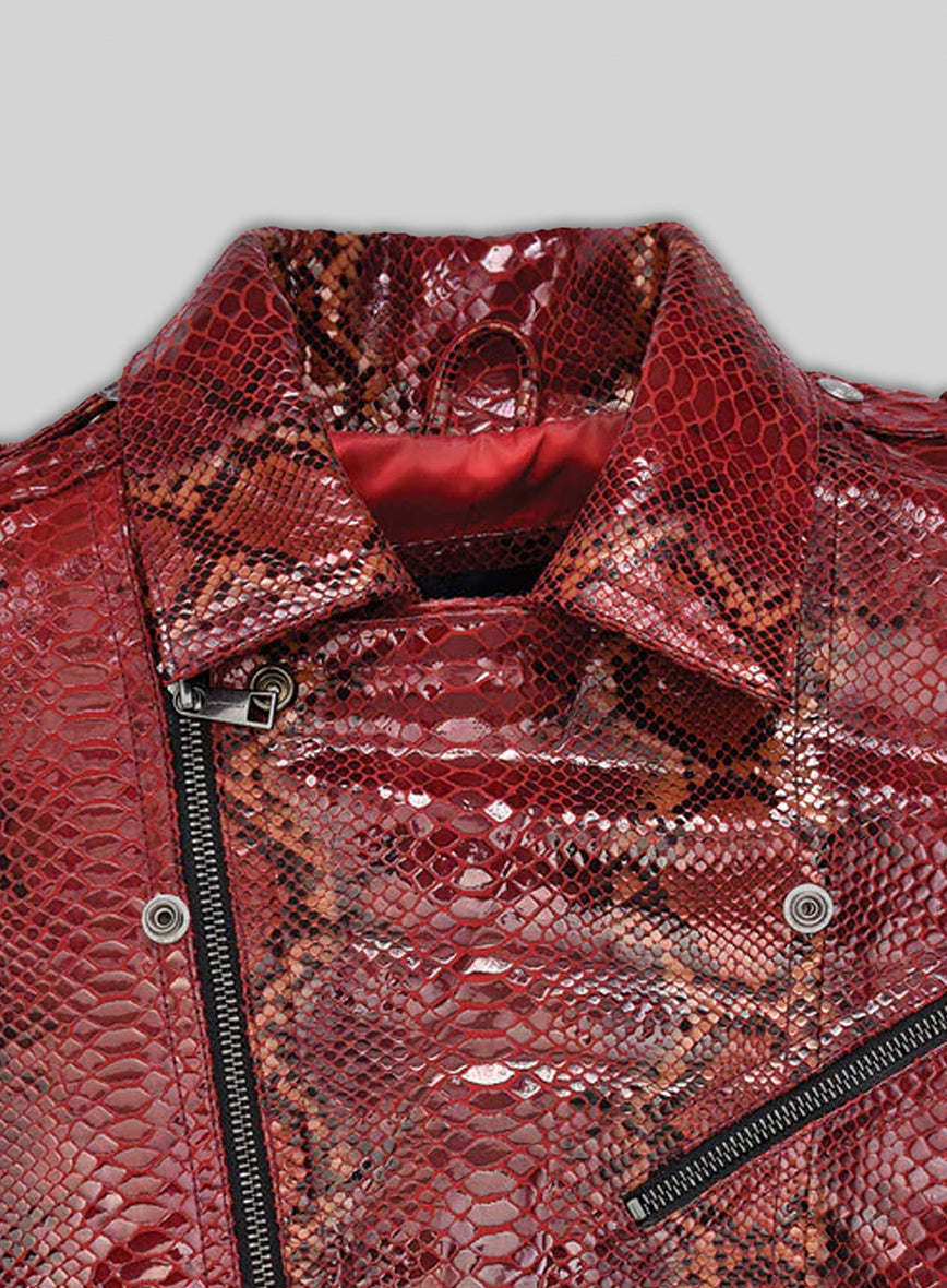 Gallant Bold Red Python Leather Jacket