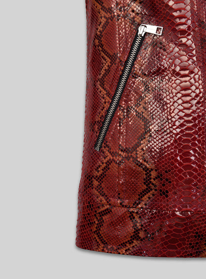 Gallant Bold Red Python Leather Jacket
