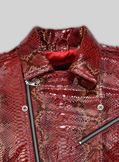 Gallant Bold Red Python Leather Jacket