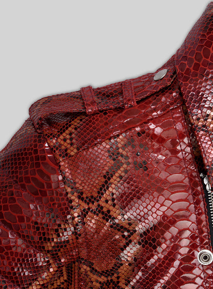 Gallant Bold Red Python Leather Jacket