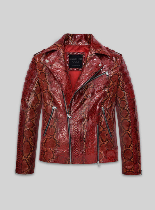 Gallant Bold Red Python Leather Jacket