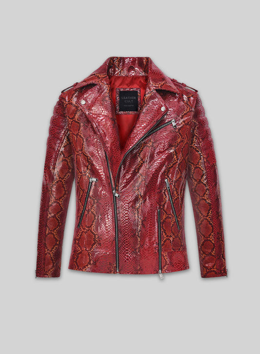 Gallant Bold Red Python Leather Jacket