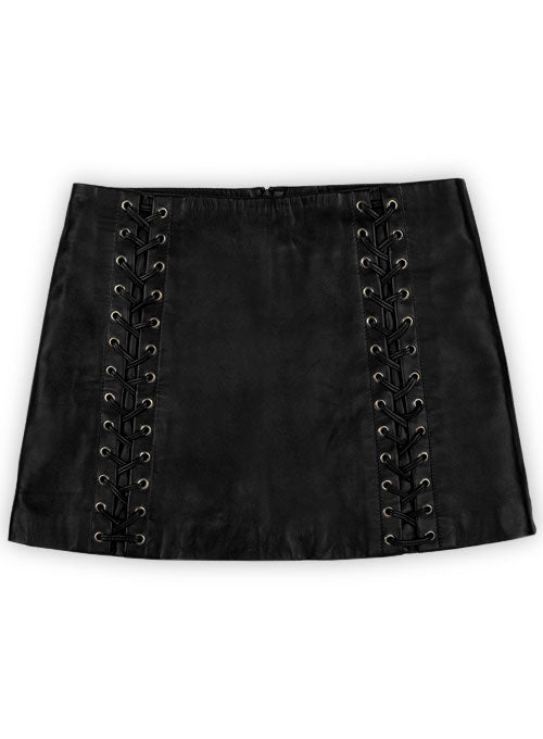 Geneva Lace-Up Leather Skirt - LeatherCult