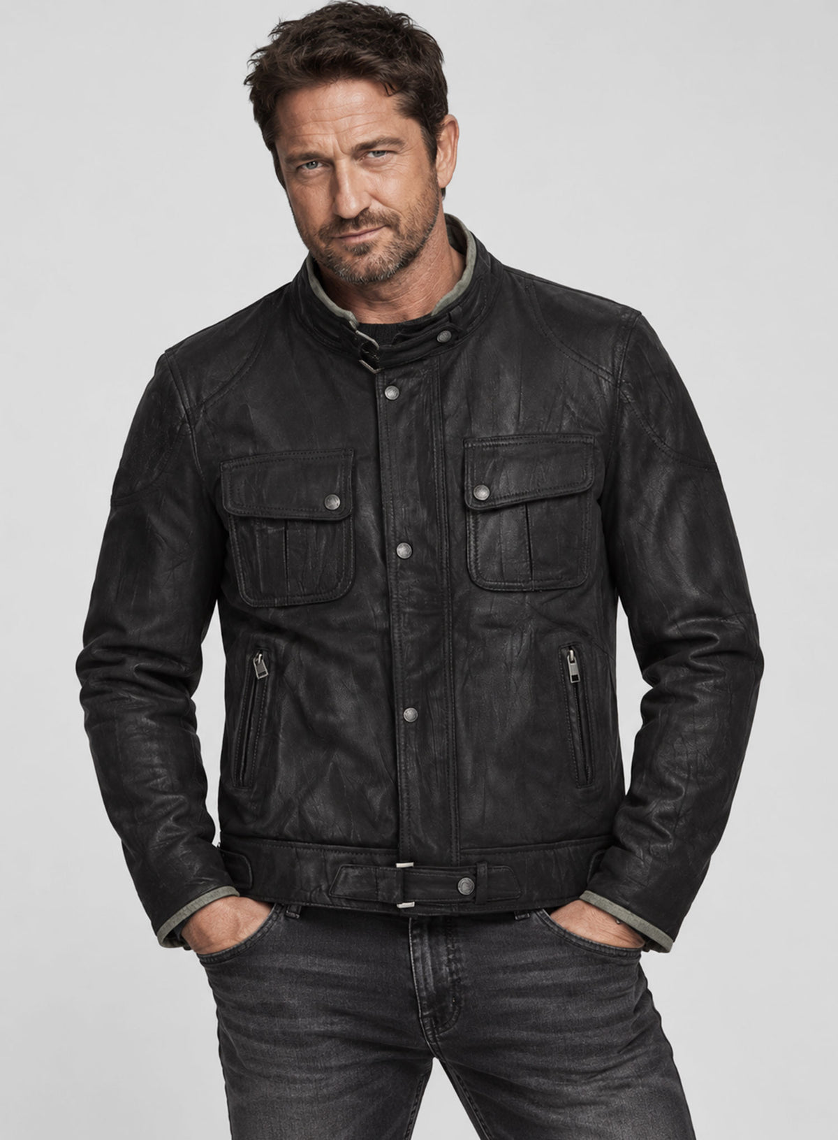 Gerard Butler Leather Jacket #1
