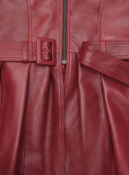 Gigi Hadid Leather Long Coat