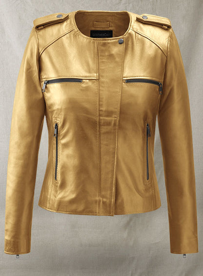 Golden Lizzy Caplan Now You See Me 2 Leather Jacket - LeatherCult