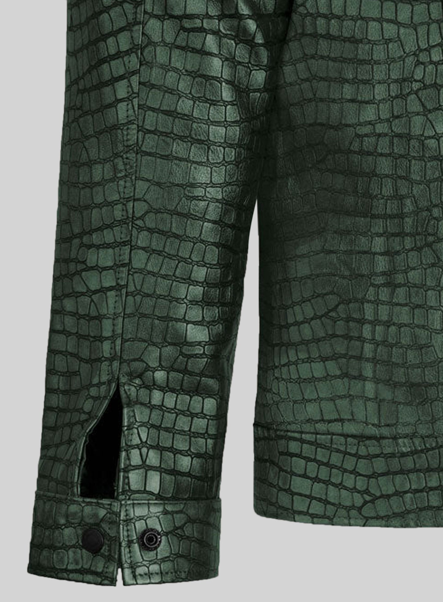 Gleaming Croc Metallic Green Leather Jacket