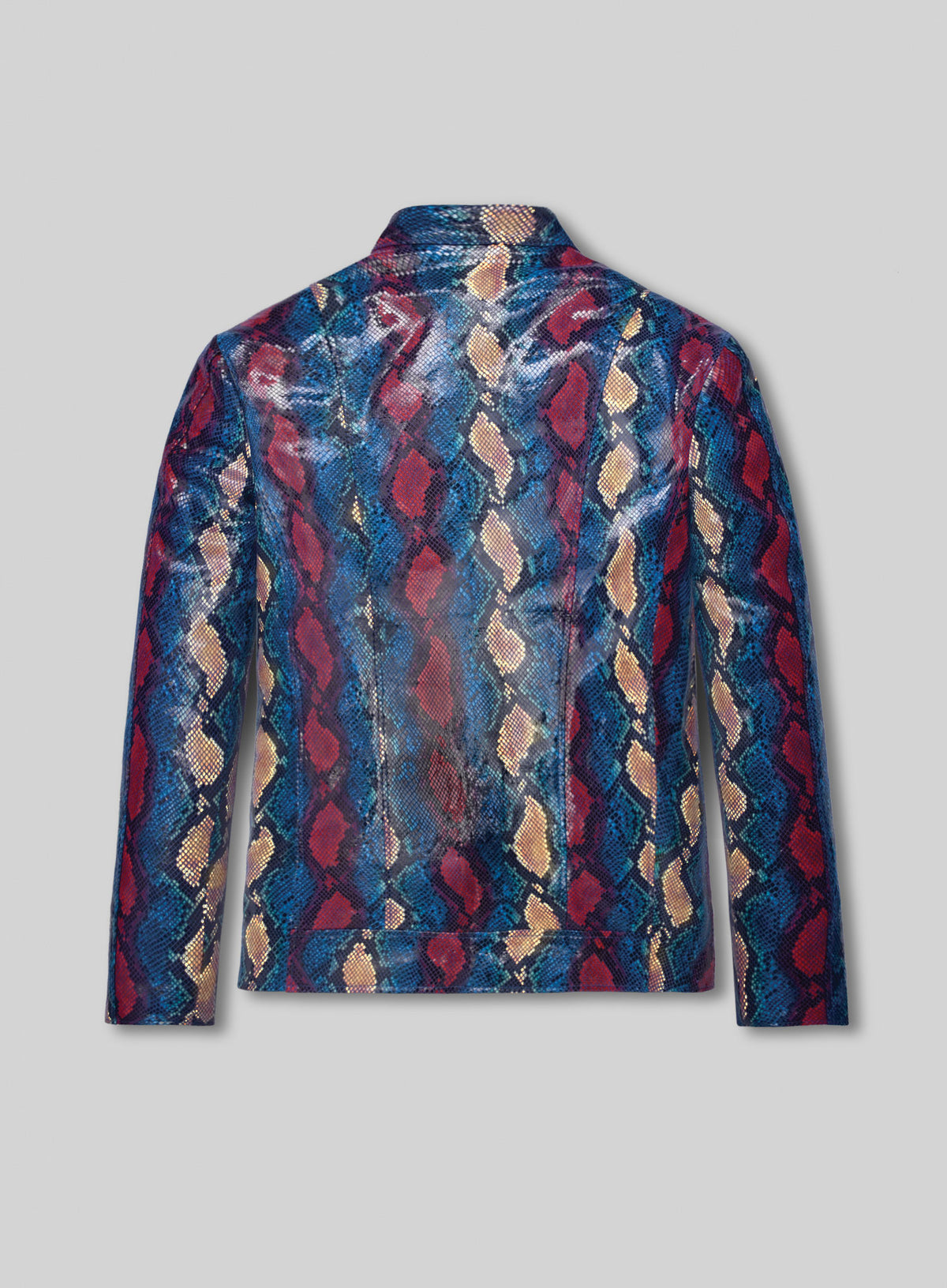 Glinting Bold Blue Python Leather Jacket