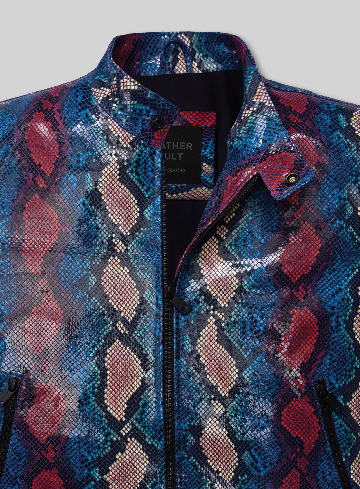 Glinting Bold Blue Python Leather Jacket
