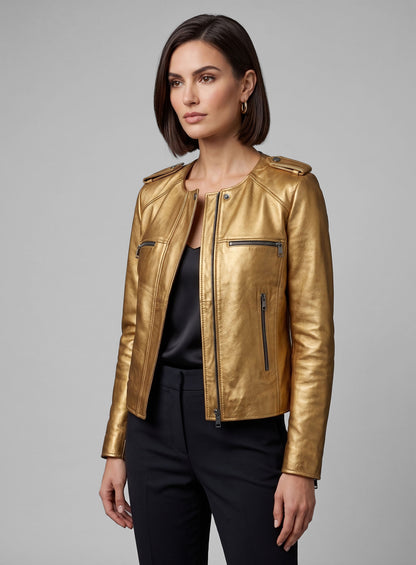 Golden Lizzy Caplan Now You See Me 2 Leather Jacket