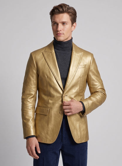 Golden Catwalk Leather Blazer # 2
