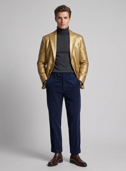 Golden Catwalk Leather Blazer # 2
