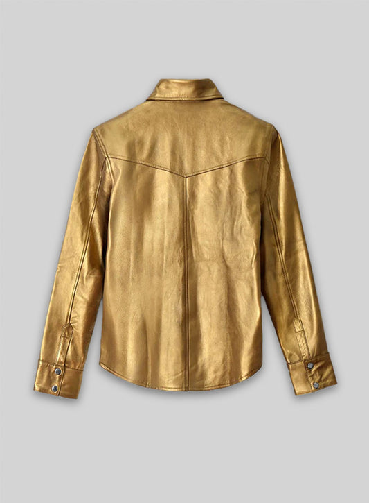 Golden Leather Shirt Jacket - #1S