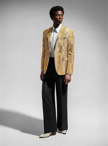 Golden Python Leather Blazer