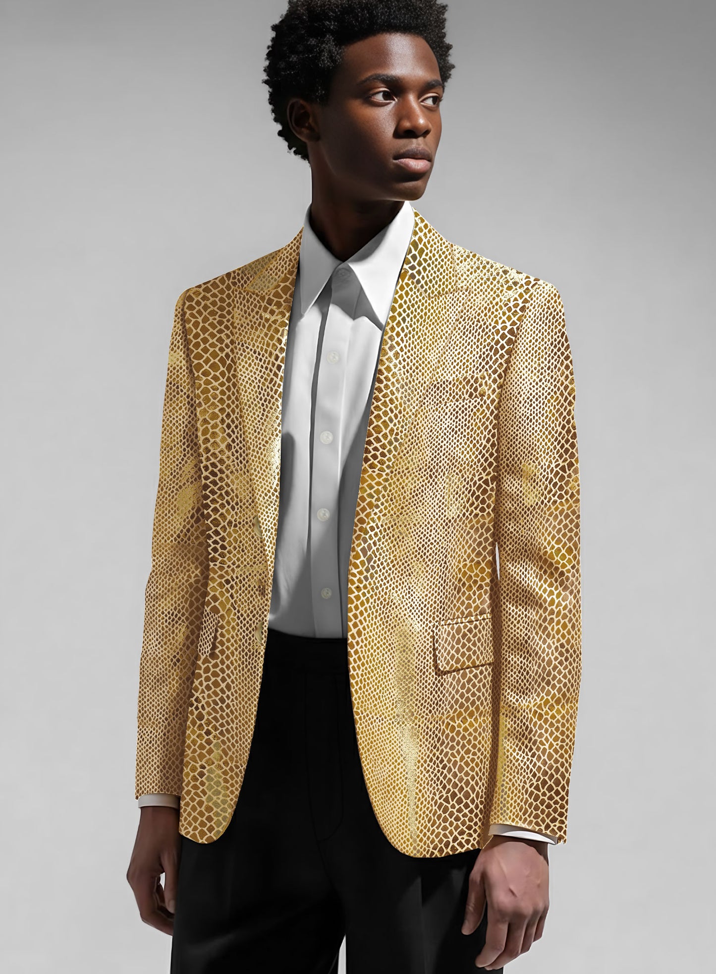 Golden Python Leather Blazer
