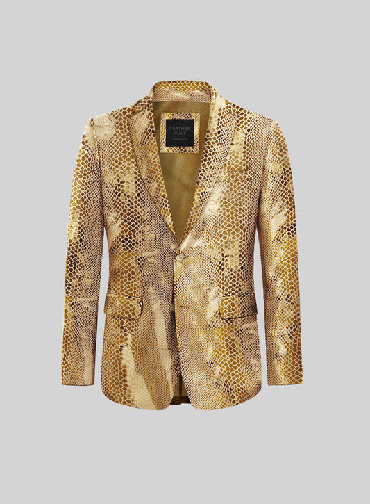Golden Python Leather Blazer