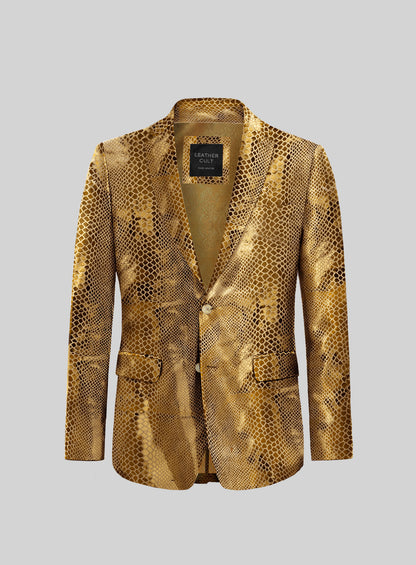 Golden Python Leather Blazer