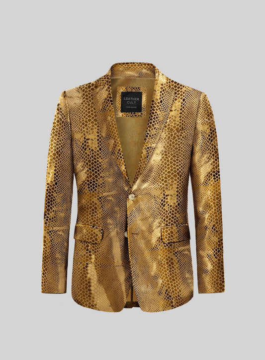 Golden Python Leather Blazer