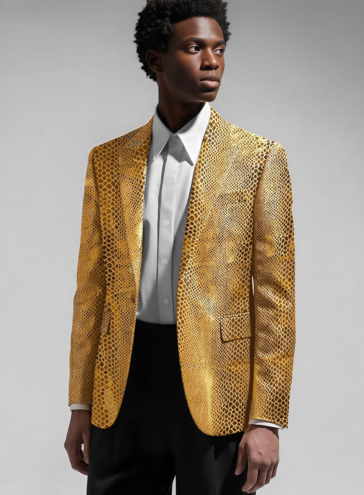 Golden Python Leather Blazer