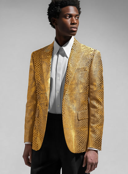 Golden Python Leather Blazer