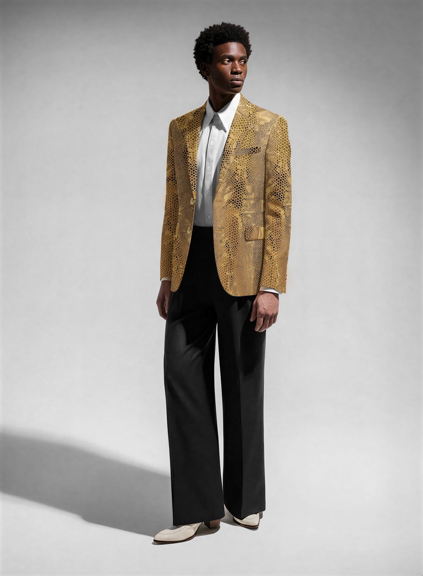 Golden Python Leather Blazer