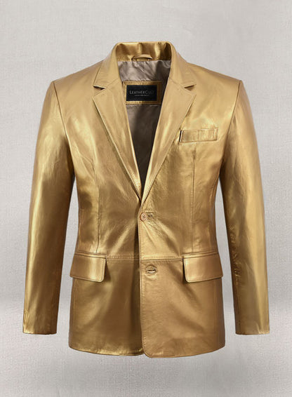 Gold Leather Blazer - LeatherCult