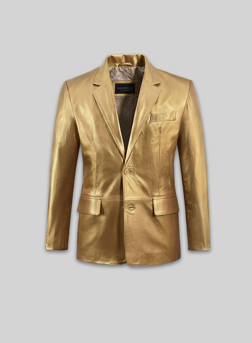 Gold Leather Blazer