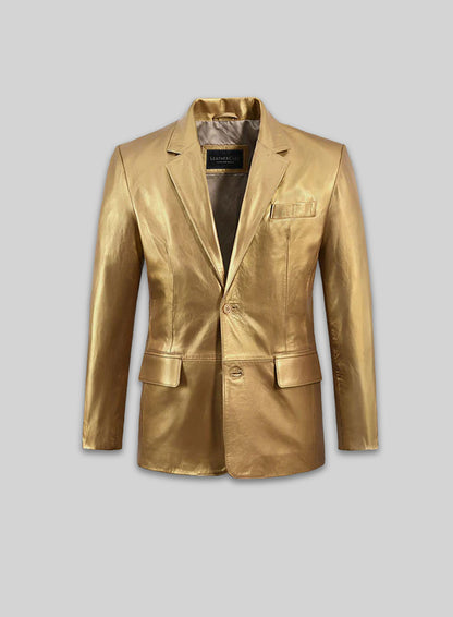 Gold Leather Blazer