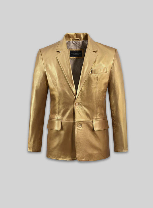 Gold Leather Blazer