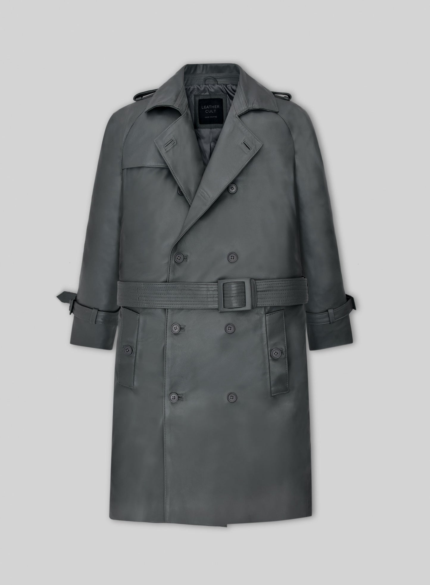 Gray Lambskin Dylan McDermott Trench Coat