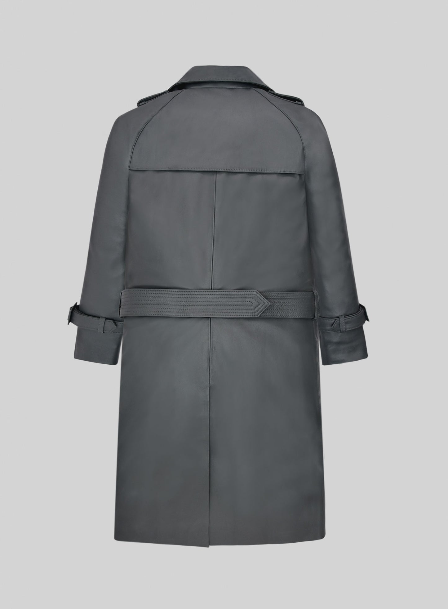 Gray Lambskin Dylan McDermott Trench Coat