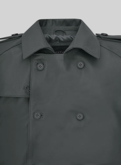 Gray Lambskin Dylan McDermott Trench Coat