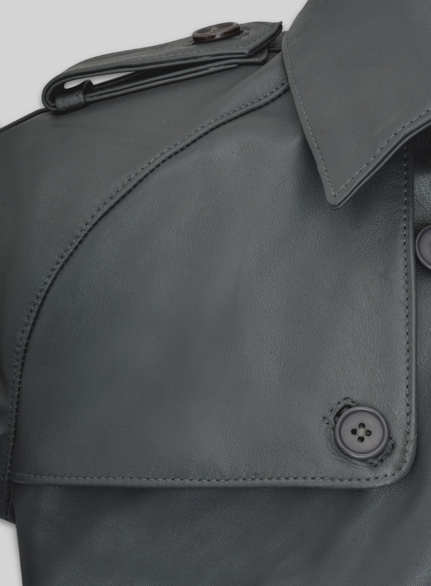 Gray Lambskin Dylan McDermott Trench Coat