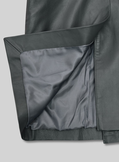 Gray Lambskin Dylan McDermott Trench Coat