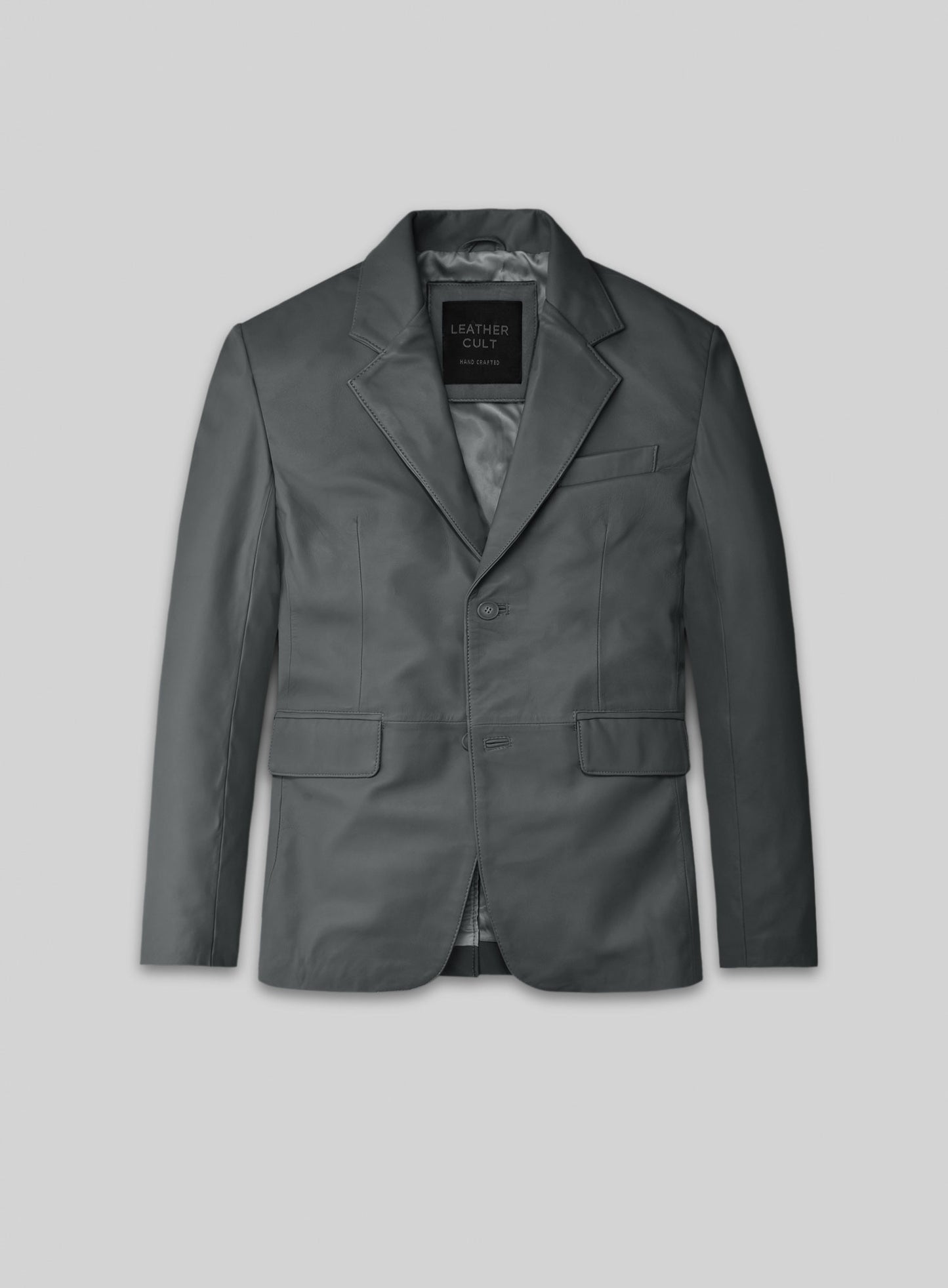 Gray Lambskin Leather Blazer