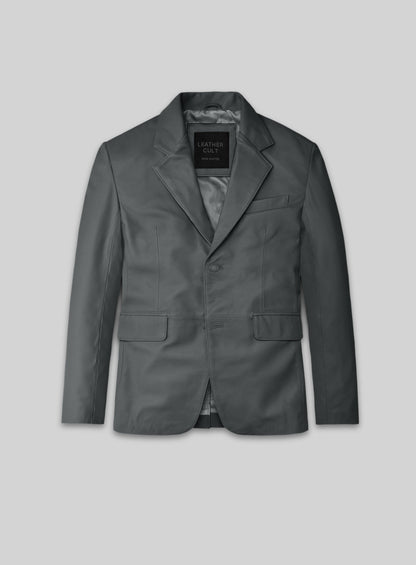Gray Lambskin Leather Blazer