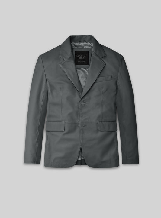 Gray Lambskin Leather Blazer
