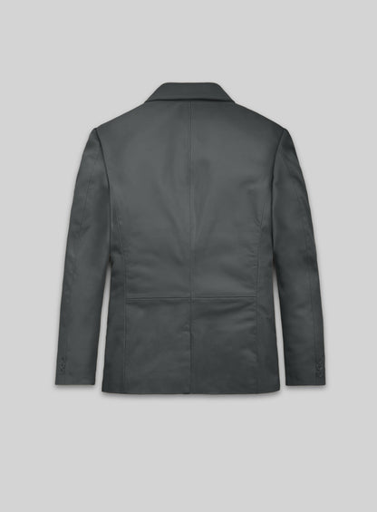 Gray Lambskin Leather Blazer