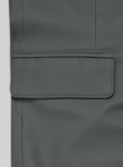 Gray Lambskin Leather Blazer