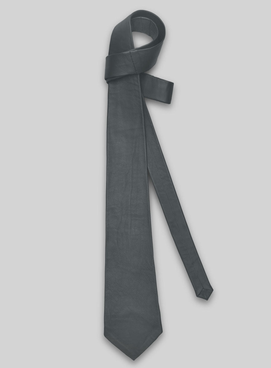 Gray Leather Tie