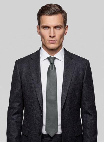 Gray Leather Tie