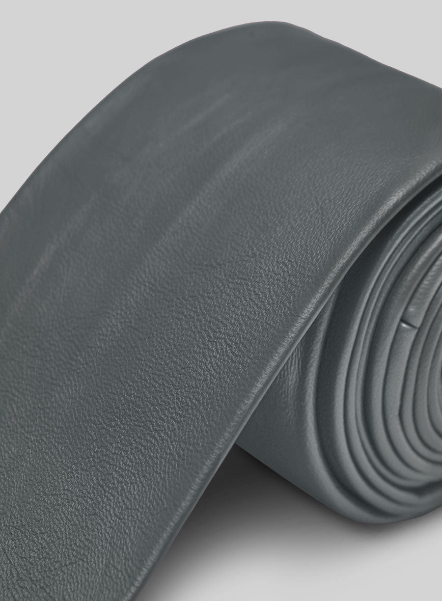 Gray Leather Tie